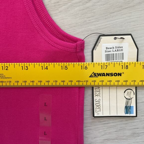 Paradise Shores Basic Ribbed Beach Sides Tank Pink Large NWT - Picture 10 of 11
